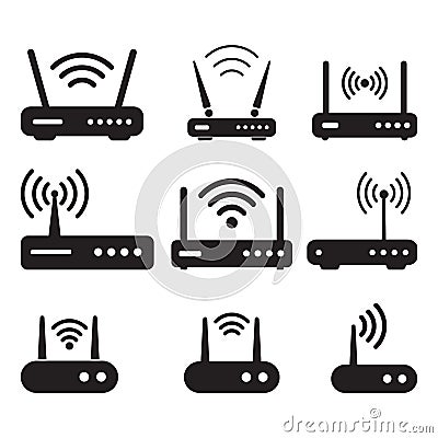 Router related signal icon isolated, wifi router Vector Illustration