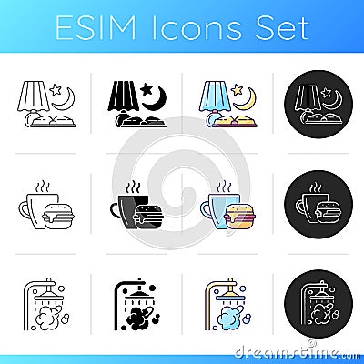 Daily routine icons set Vector Illustration