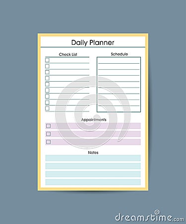 Daily Routine planner template. Clear and simple printable to do list. Business organizer page. Paper sheet. Realistic vector Vector Illustration