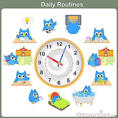 Daily Routines sheet. - Worksheet Vector Illustration