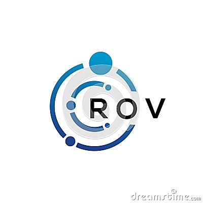 ROV letter technology logo design on white background. ROV creative initials letter IT logo concept. ROV letter design Vector Illustration