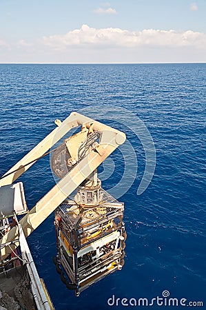 The ROV (remote operated vehicle) launching Editorial Stock Photo