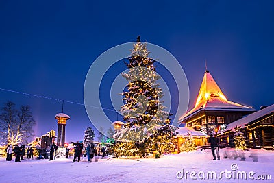 Rovaniemi - December 16, 2017: Santa Claus village of Rovaniemi, Finland Editorial Stock Photo