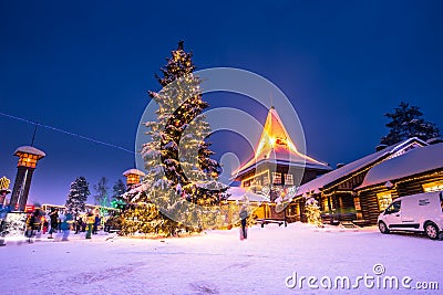 Rovaniemi - December 16, 2017: Santa Claus village of Rovaniemi, Finland Editorial Stock Photo