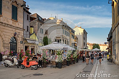 Rovinj cityscape with cafes and restaurants, Istria, Croatia Editorial Stock Photo