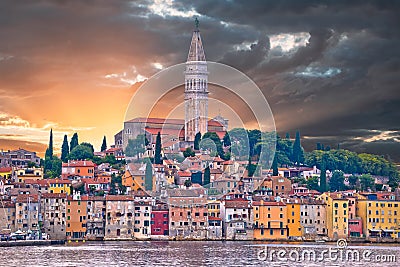 Rovinj. Town of Rovinj waterfront dramatic sky view Stock Photo