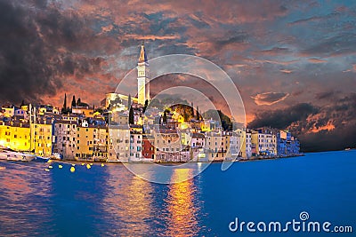 Rovinj. Town of Rovinj waterfront dramatic sky view Stock Photo