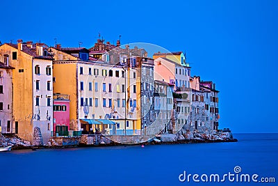 Rovinj waterfront old houses evening view Stock Photo