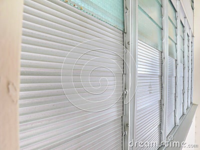 Row of aluminium and glass window panes Stock Photo