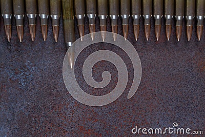 A row of ammunition. Concept of the first shot Stock Photo