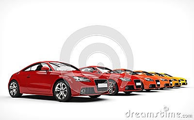 Row Of Awesome Cars - Warm Colors Stock Photo