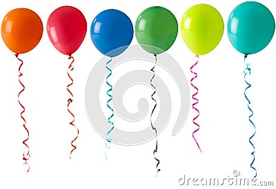 Row of balloons on a white background Stock Photo