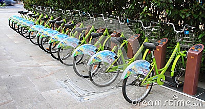 Row of bikes / bicycles Editorial Stock Photo