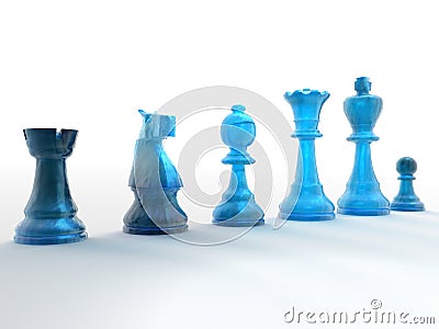Row of blue chess pieces Stock Photo