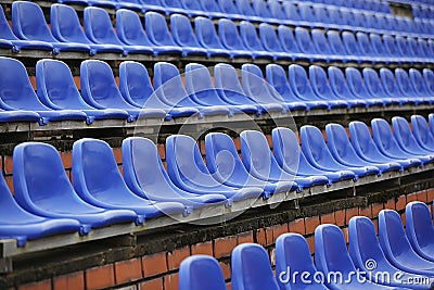 Row of blue seats Stock Photo