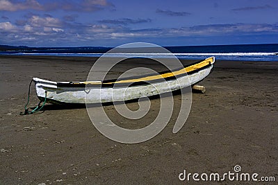 Row boat found in a beach Stock Photo