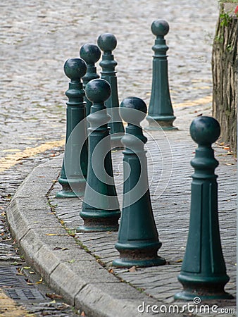 Row of bollards in Taipa district of Macau Stock Photo