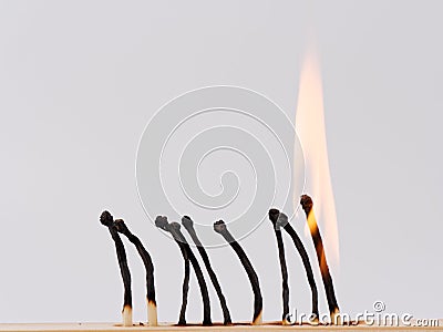 Matches sulfur burned. che on a white background Stock Photo