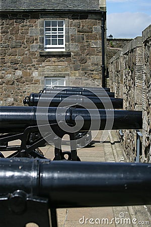 Row of cannons at Stirling Castle Stock Photo