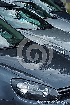 Cars in a row Stock Photo