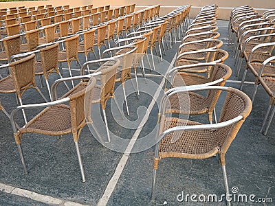 Row of chair seats in open air theater Stock Photo