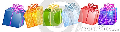 Row of Christmas Gifts Clipart Cartoon Illustration