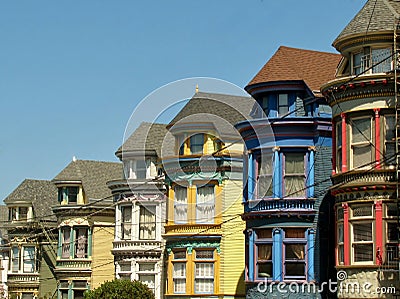 Row colorful houses in Haight-Ashbury district, San Francisco, California, USA Stock Photo