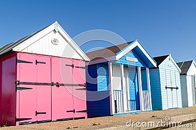 Seaside Beach Huts near Skegness Editorial Stock Photo