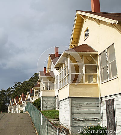 Row of cottages in California Stock Photo