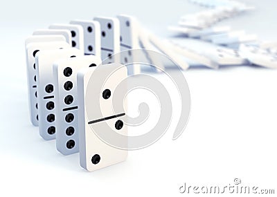 Row of dominoes collapsing Stock Photo