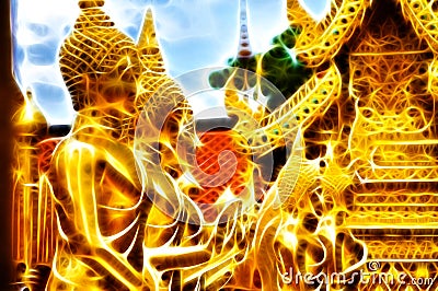 A row of figure of Buddha Stock Photo