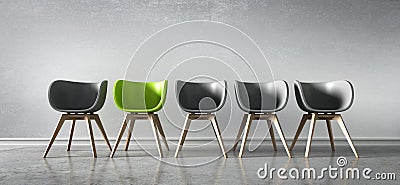 Five chairs in a row - concept discussion Cartoon Illustration