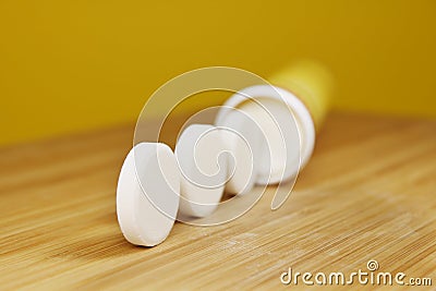 Row of fizzy tablets Stock Photo