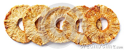 Row of freeze dried pineapple slices Stock Photo