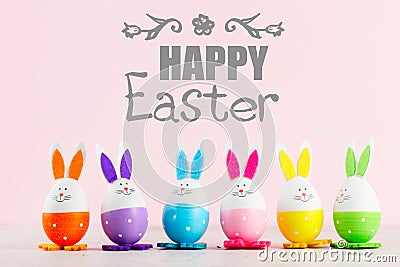 Easter scene with colored eggs Stock Photo