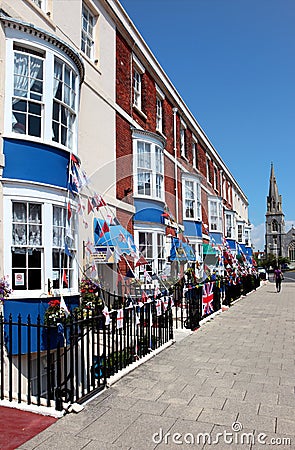 Row of Georgian townhouse guesthouses in Weymouth Stock Photo