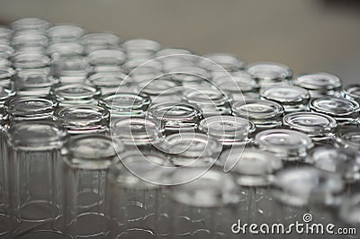 Row of glass scowl emtry Stock Photo