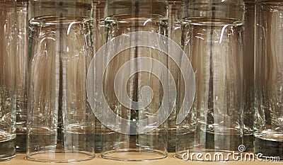 A Row Glass Tumblers Stock Photo