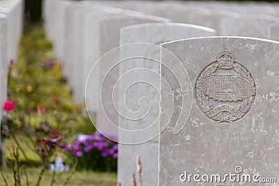 Row of Graves in Bayeux, France Stock Photo