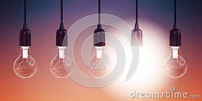 Row of Hanging Lightbulbs Stock Photo
