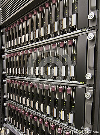 Row of hard drives Stock Photo