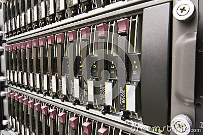 Row of hard drives Stock Photo