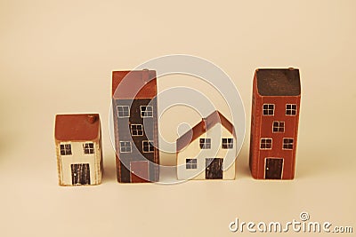 Row of homes in different shapes and sizes Stock Photo