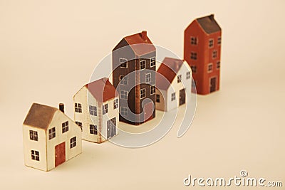 Row of homes in different shapes and sizes Stock Photo