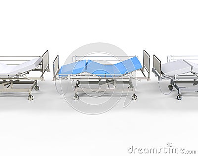 Row of hospital beds - side view Stock Photo