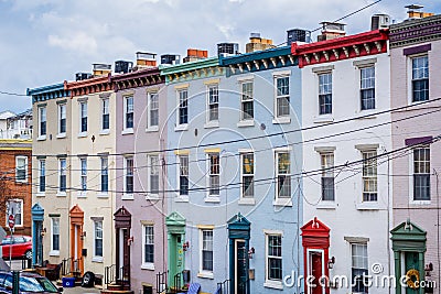 Row houses along Schuylkill Avenue in Philadelphia, Pennsylvania Stock Photo