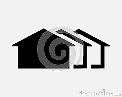 Row of Houses Icon Homes Building Housing House Home Simple Set Vector Black White Icon Vector Illustration