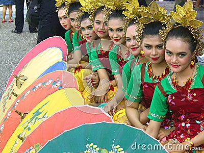 Row of Indonesian girls Editorial Stock Photo