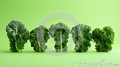 A Row of Kale: Minimalistic, Superb, Clean Image AI Generated Cartoon Illustration