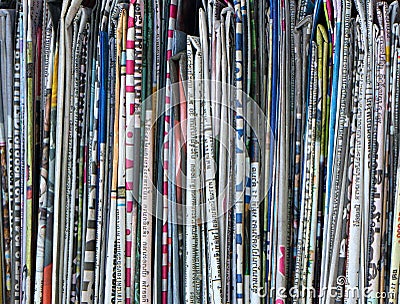 Row of many thailand newspapers background Stock Photo